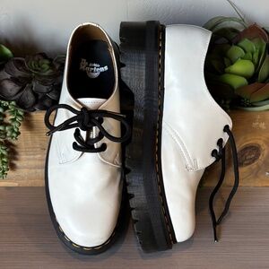 Dr Martens "Doc's" 1461 Quad Derby White Leather Platforms Size 10 W